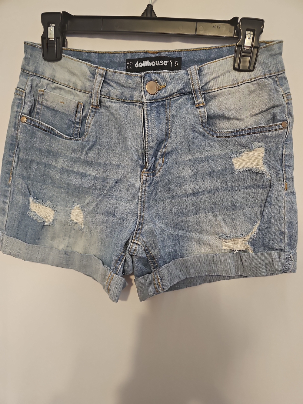 Distressed Rolled Hem Denim Shorts